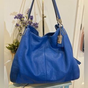Blue Leather Hobo Bag
